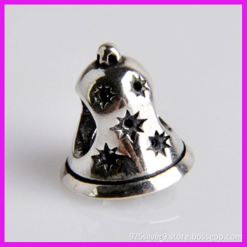 Small Bell Shape Sterling Silver Charms Beads For European Bracelets